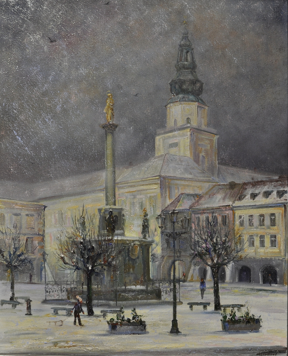 Kroměřížské náměstí v zimě
